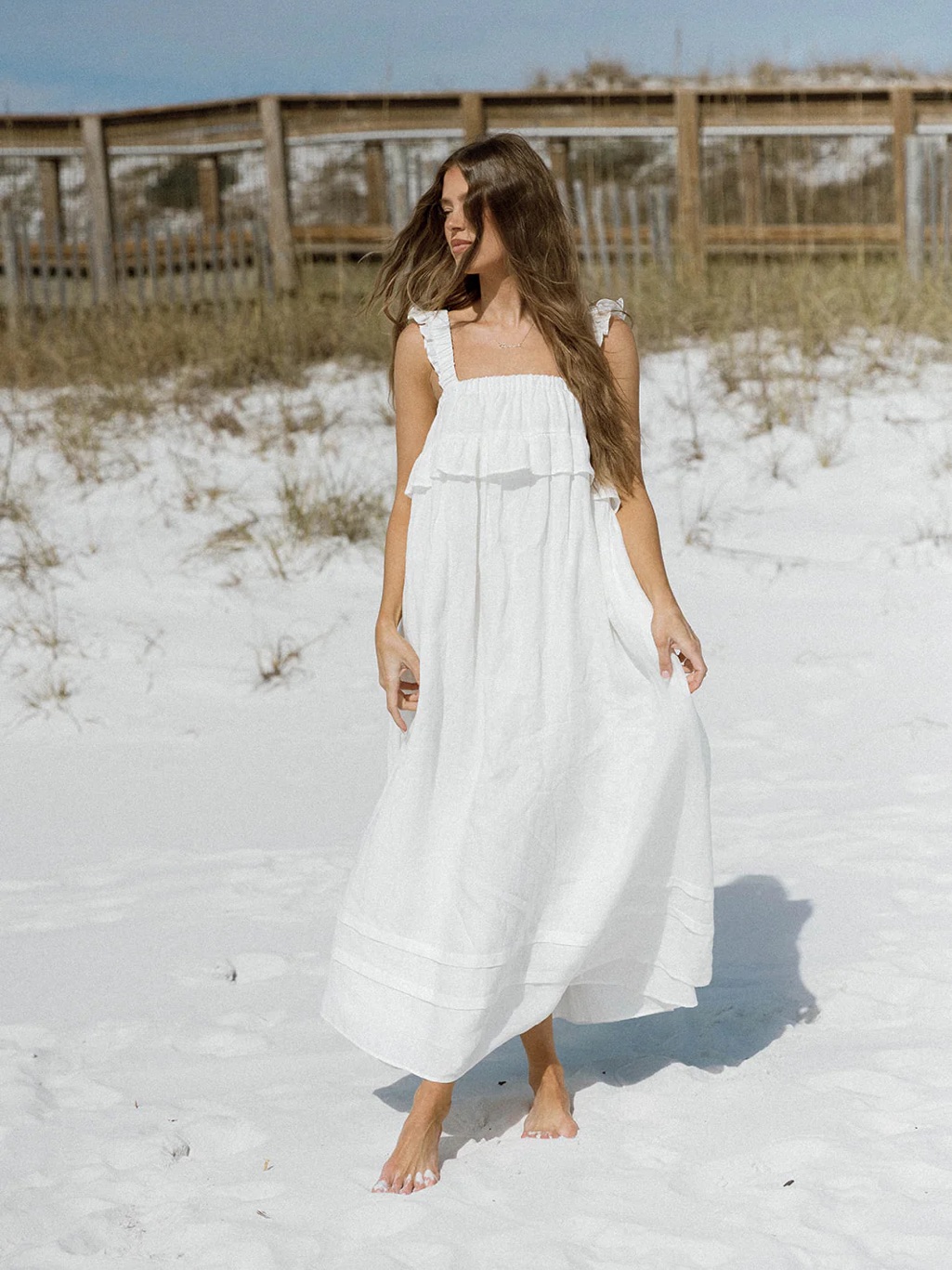 Worth Collective White Linen Maxi Dress